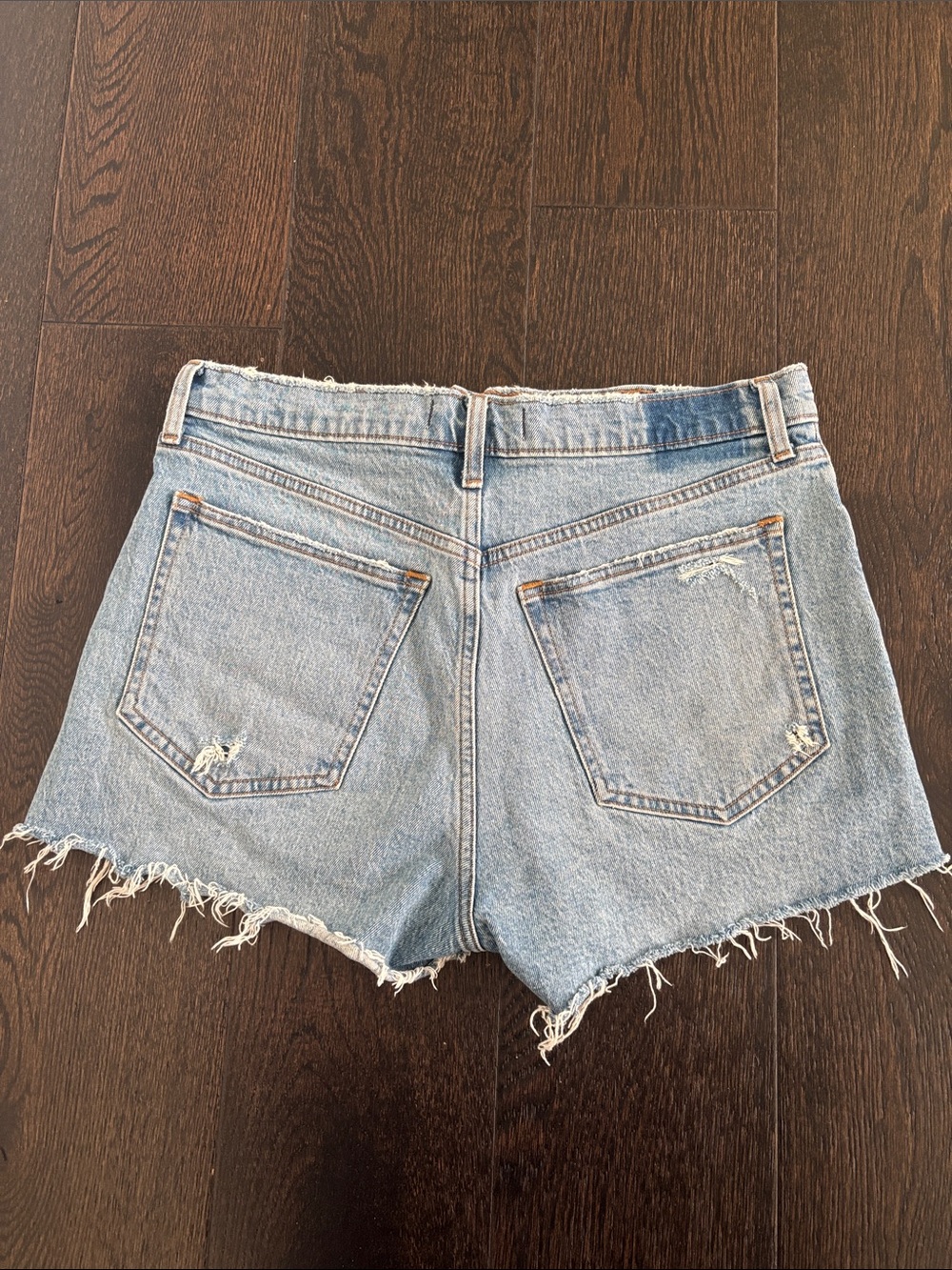 Classic High-Rise Distressed Denim Mom Shorts - Picture 5 of 5